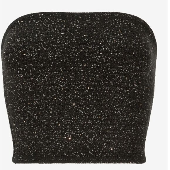 Express metallic tube top cropped sweater, black and gold size Extra Large NWT - Picture 7 of 7